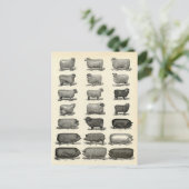 Victoriaans uitwerpen van varkens en schapen briefkaart (Staand voorkant)