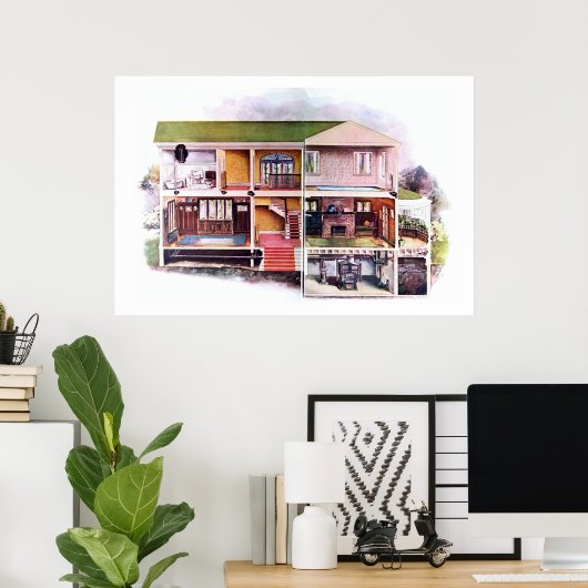  Victoriaans Uitzicht van het Huis van de Koopbaan Poster (Thuiskantoor)