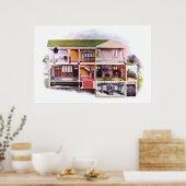 Victoriaans Uitzicht van het Huis van de Koopbaan Poster (Keuken)