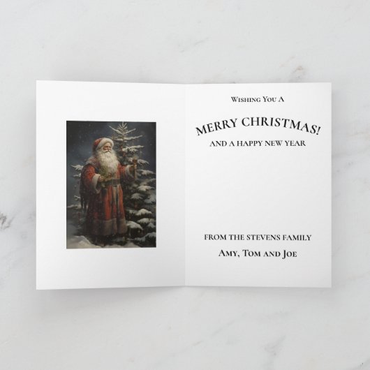  Victoriaans Vader Kerstman in Sneeuw Kaart (Binnen)