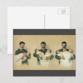 Victoriaans Vaderdag, het zijn Triplets. Briefkaart (Voorkant / Achterkant)