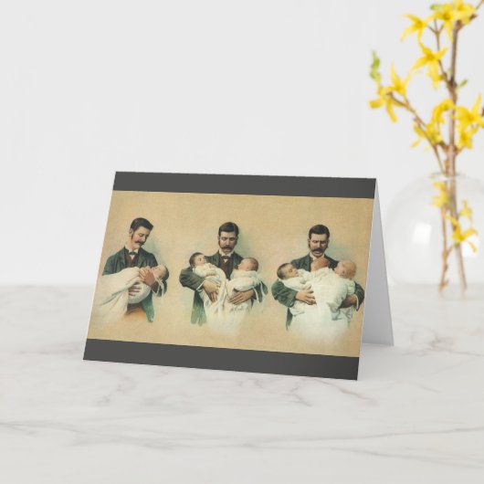  Victoriaans Vaderdag, het zijn Triplets. Kaart (Gele Bloem)