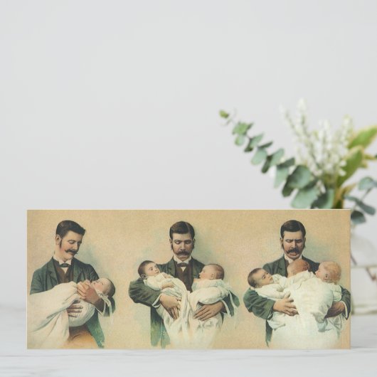  Victoriaans Vaderdag, het zijn Triplets. Kaart (Staand voorkant)