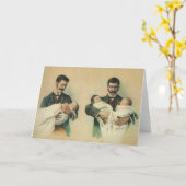 Victoriaans Vaderdag, het zijn Triplets. Kaart (Gele Bloem)