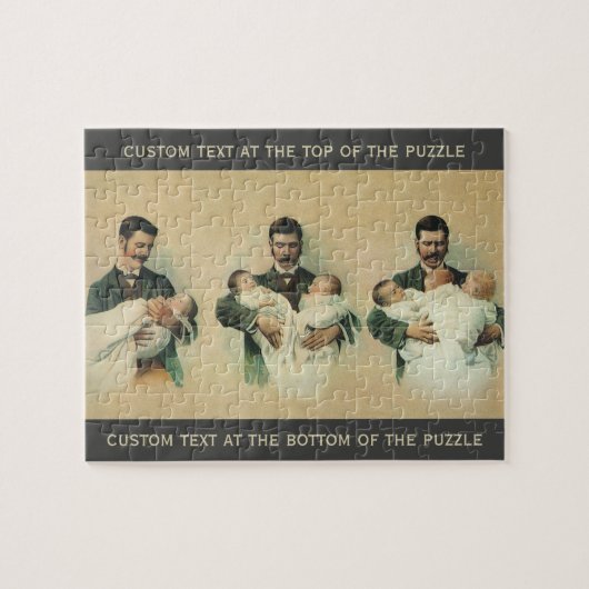  Victoriaans Vaderdag, het zijn Triplets. Legpuzzel (Horizontaal)