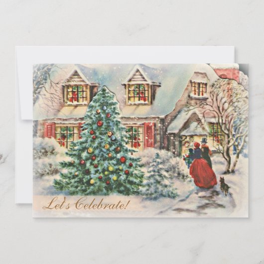  Victoriaans vakantiehuis kerstfeest Kaart (Voorkant)