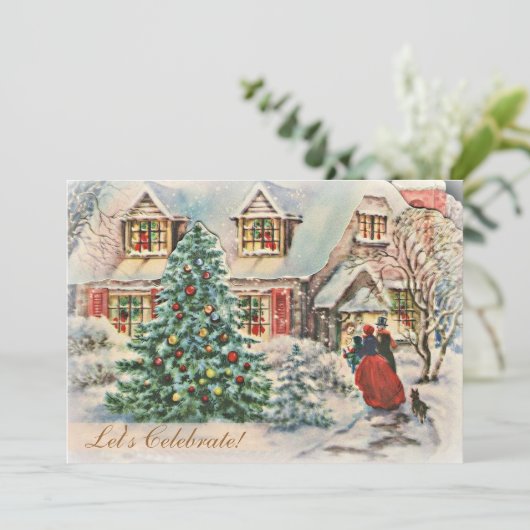  Victoriaans vakantiehuis kerstfeest Kaart (Staand voorkant)
