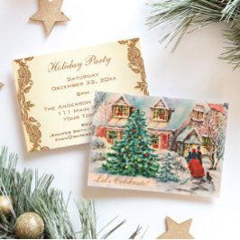 Victoriaans vakantiehuis kerstfeest Kaart