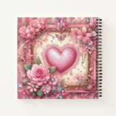  Victoriaans Valentijn Bloemen Hart Custom Notitieboek (Achterkant)