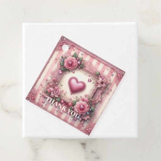  Victoriaans Valentijn Bloemenhart Bedankjes Labels (In situ)