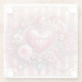  Victoriaans Valentijn Bloemenhart Glazen Onderzetter (Achterkant)