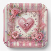  Victoriaans Valentijn Bloemenhart Papieren Bordje (Voorkant)