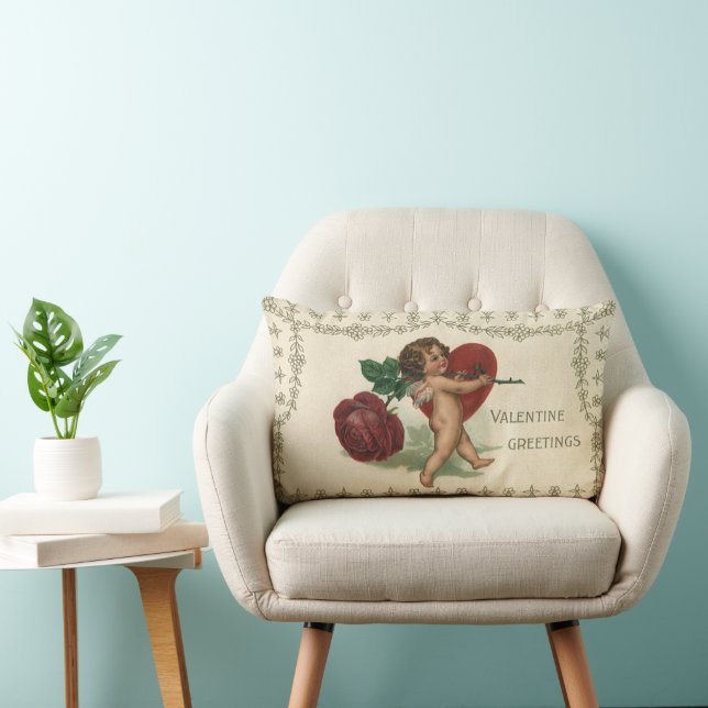  Victoriaans Valentijn Cherub, Roos en hart Kussen (Stoel)