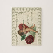  Victoriaans Valentijn Cherub, Roos en hart Legpuzzel (Verticaal)