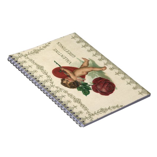  Victoriaans Valentijn Cherub, Roos en hart Notitieboek (Rechterzijde)