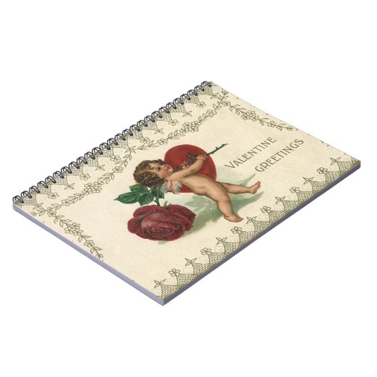  Victoriaans Valentijn Cherub, Roos en hart Notitieboek (Linkerzijde)