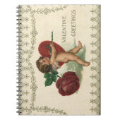  Victoriaans Valentijn Cherub, Roos en hart Notitieboek (Voorkant)