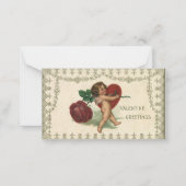 Victoriaans Valentijn Cherub, Roos en hart Notitiekaartje (Voorkant)