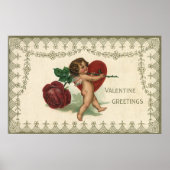  Victoriaans Valentijn Cherub, Roos en hart Poster (Voorkant)