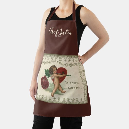  Victoriaans Valentijn Cherub, Roos en hart Schort (Insitu)