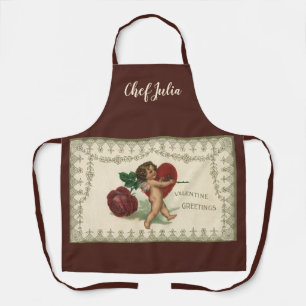  Victoriaans Valentijn Cherub, Roos en hart Schort