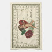  Victoriaans Valentijn Cherub, Roos en hart Theedoek (Verticaal)