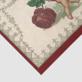 Victoriaans Valentijn Cherub, Roos en hart Tissuepapier (Detail)