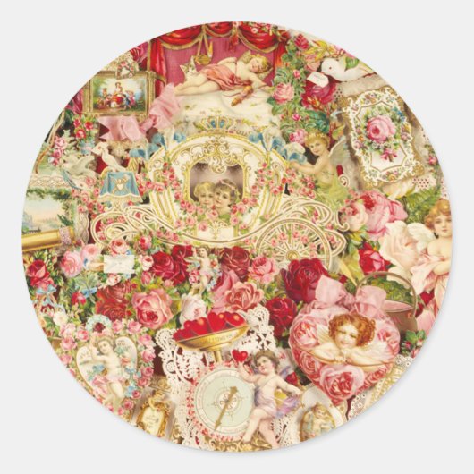 Victoriaans Valentijn Collage Stickers (Voorkant)