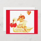  Victoriaans Valentijn Cupid op Zwan Briefkaart (Voorkant / Achterkant)