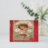 Victoriaans Valentijn De hartenkoningin Feestdagenkaart (Staand voorkant)