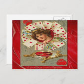 Victoriaans Valentijn De hartenkoningin Feestdagenkaart (Voorkant / Achterkant)