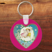 Victoriaans Valentijn Een liefdesgroet Sleutelhanger (Voorkant)