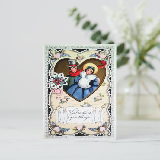 Victoriaans Valentijn Feestdagenkaart (Staand voorkant)
