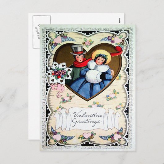 Victoriaans Valentijn Feestdagenkaart (Voorkant / Achterkant)