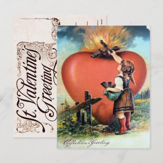 Victoriaans Valentijn Feestdagenkaart (Voorkant / Achterkant)