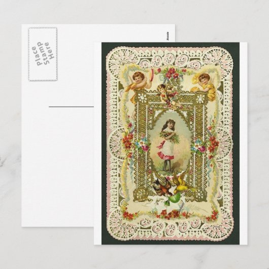 Victoriaans Valentijn Feestdagenkaart (Voorkant / Achterkant)