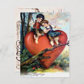 Victoriaans Valentijn Feestdagenkaart (Voorkant / Achterkant)