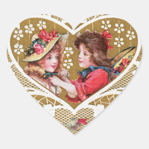 Victoriaans Valentijn Hart Sticker