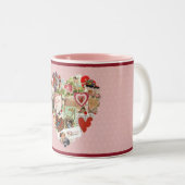  Victoriaans Valentijn Kaarten HartMok Tweekleurige Koffiemok (Voorkant rechts)