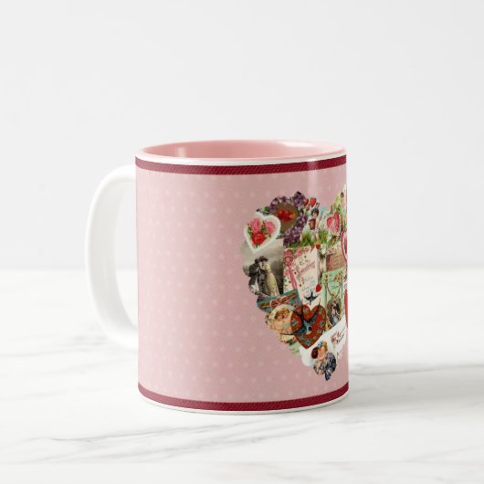  Victoriaans Valentijn Kaarten HartMok Tweekleurige Koffiemok (Voorkant links)