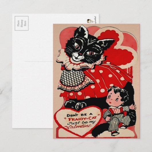  Victoriaans Valentijn Kat Briefkaart (Voorkant / Achterkant)