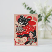  Victoriaans Valentijn Kat Briefkaart (Staand voorkant)
