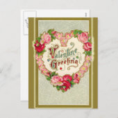 Victoriaans Valentijn met hartvormige krans Feestdagenkaart (Voorkant / Achterkant)