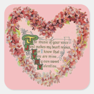 Victoriaans Valentijn met Irish Sentiment Vierkante Sticker