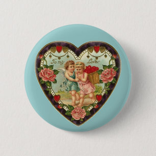 Victoriaans Valentijn naar mijn liefde II Ronde Button 5,7 Cm