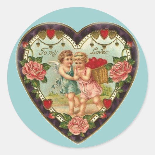 Victoriaans Valentijn naar mijn liefde II Ronde Sticker (Voorkant)