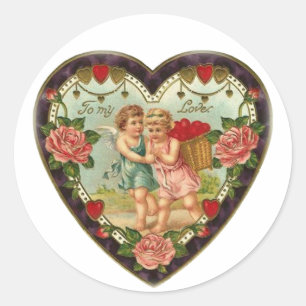 Victoriaans Valentijn naar mijn liefde II Ronde Sticker