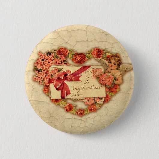 Victoriaans Valentijn Ronde Button 5,7 Cm (Voorkant)