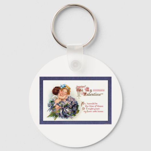 Victoriaans Valentijn "The Bliss of Kisses" cadeau Sleutelhanger (Voorkant)