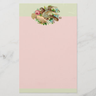 Victoriaans Valentijn Vogel en roos Briefpapier